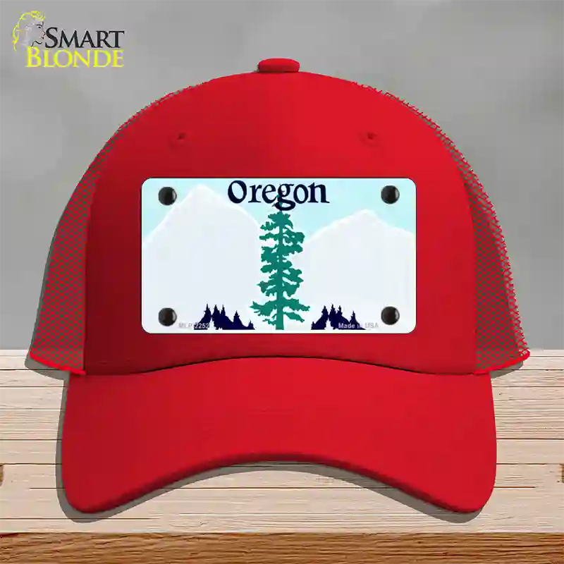 Oregon State Blank Novelty License Plate Hat Mesh / Red