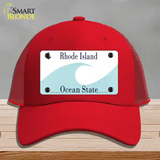 Rhode Island State Blank Novelty License Plate Hat Mesh / Red