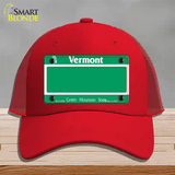 Vermont State Blank Novelty License Plate Hat Mesh / Red