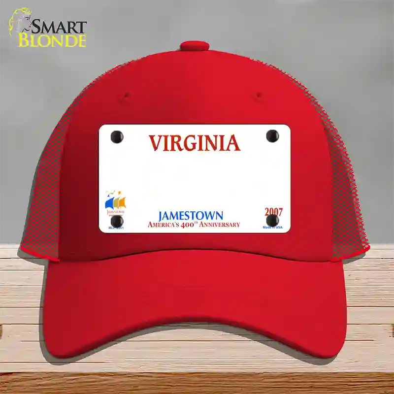 Virginia State Blank Novelty License Plate Hat Mesh / Red