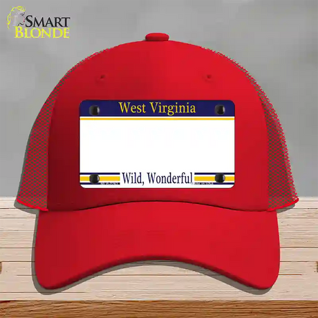 West Virginia State Blank Novelty License Plate Hat Mesh / Red