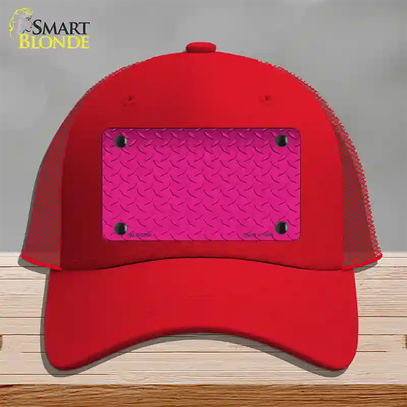 Diamond Pink Novelty License Plate Hat Mesh / Red