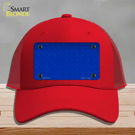 Diamond Blue Novelty License Plate Hat Mesh / Red