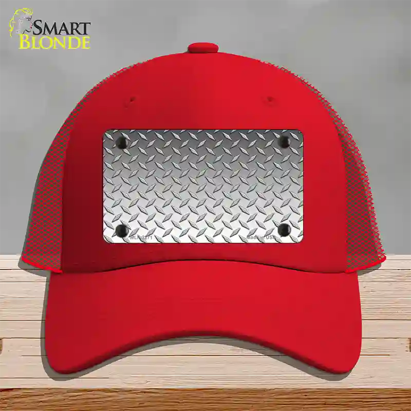 Diamond Silver Novelty License Plate Hat Mesh / Red