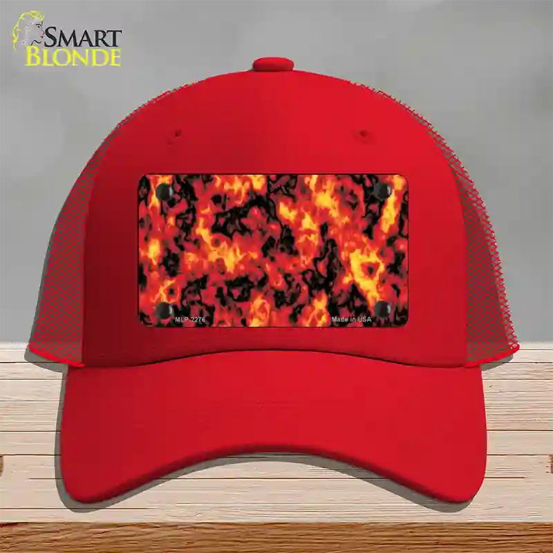 Fire Explosion Novelty License Plate Hat Mesh / Red