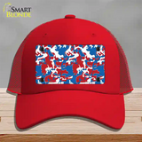 Patriotic Camouflage Novelty License Plate Hat Mesh / Red