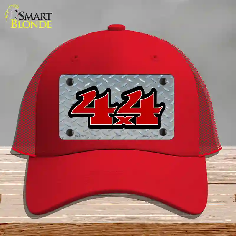 4 X 4 Diamond Novelty License Plate Hat Mesh / Red