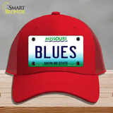 Blues Missouri State Novelty License Plate Hat Mesh / Red