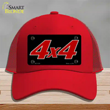 4 X 4 Black Novelty License Plate Hat Mesh / Red