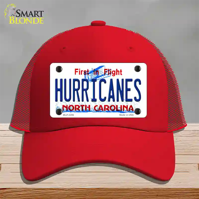 Hurricanes North Carolina State Novelty License Plate Hat Mesh / Red