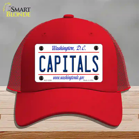 Capitals Washington DC State Novelty License Plate Hat Mesh / Red