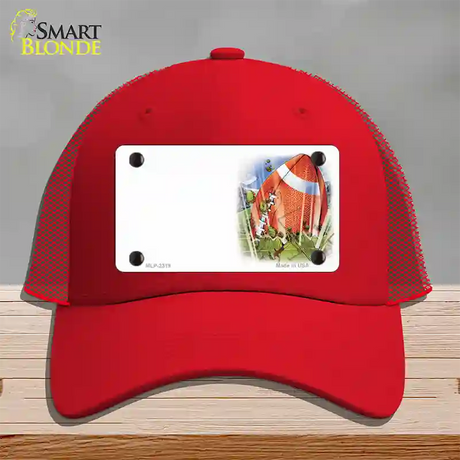 Football Offset Novelty License Plate Hat Mesh / Red