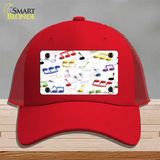 Musical Notes Multi-Color Novelty License Plate Hat Mesh / Red