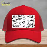 Musical Notes Black White Novelty License Plate Hat Mesh / Red