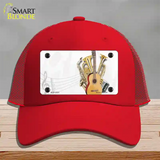 Musical Instruments Offset Novelty License Plate Hat Mesh / Red