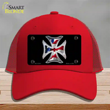 Maltese Cross Flag Novelty License Plate Hat Mesh / Red