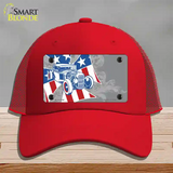 Retro Rod Offset Novelty License Plate Hat Mesh / Red