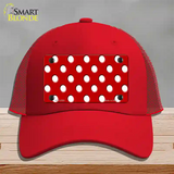 White Polka Dots Red Novelty License Plate Hat Mesh / Red