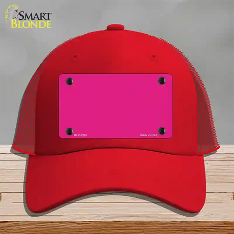 Pink Solid Novelty License Plate Hat Mesh / Red