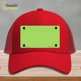 Lime Green Solid Novelty License Plate Hat Mesh / Red