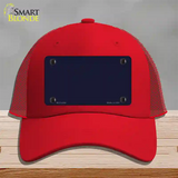 Navy Blue Solid Novelty License Plate Hat Mesh / Red