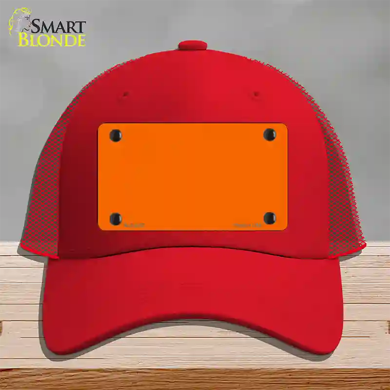 Orange Solid Novelty License Plate Hat Mesh / Red