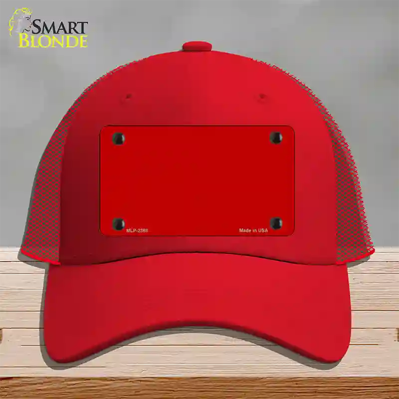 Red Solid Novelty License Plate Hat Mesh / Red