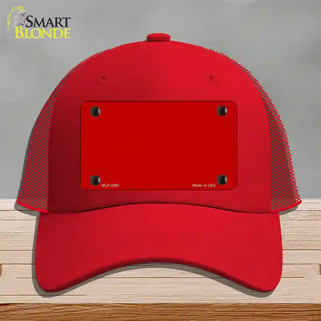 Red Solid Novelty License Plate Hat Mesh / Red