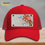 Crab And Seashells Novelty License Plate Hat Mesh / Red