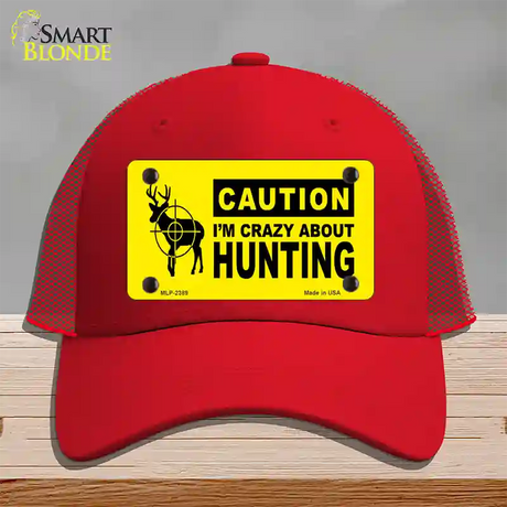 Crazy About Hunting Novelty License Plate Hat Mesh / Red