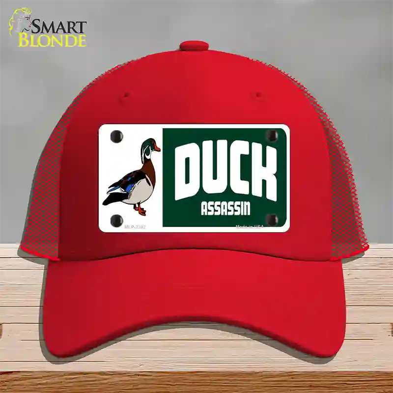 Duck Assassin Novelty License Plate Hat Mesh / Red