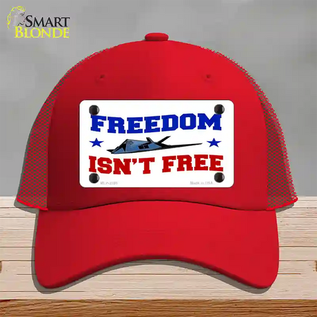 Freedom Isnt Free Novelty License Plate Hat Mesh / Red