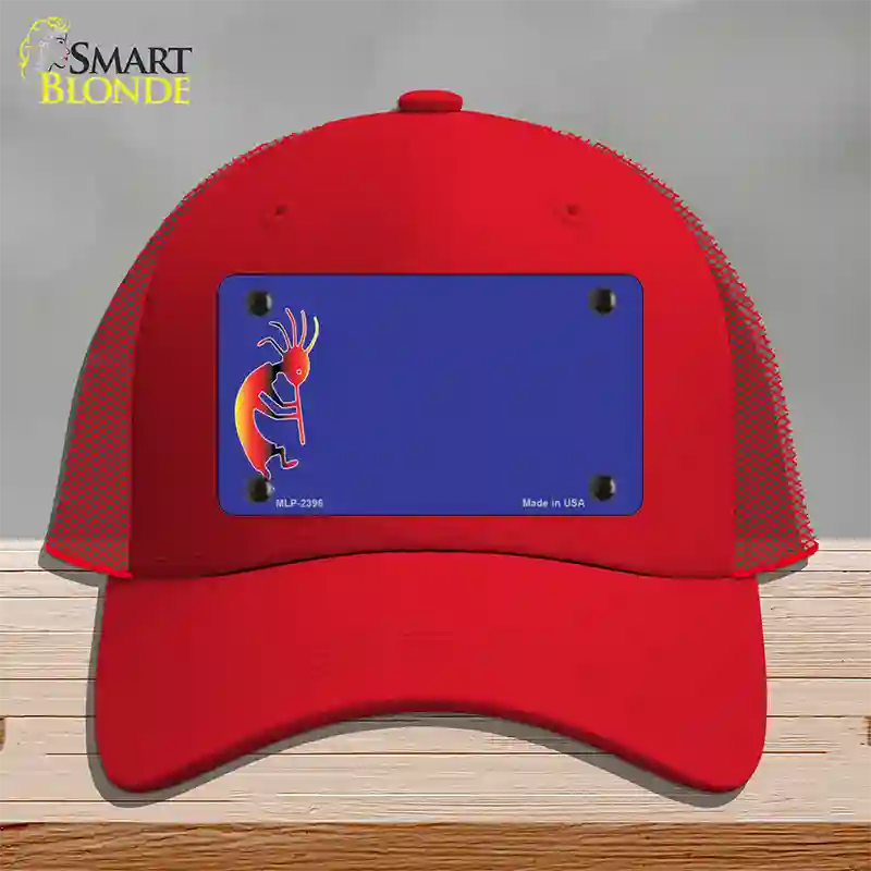 Kokopeli Offset Novelty License Plate Hat Mesh / Red