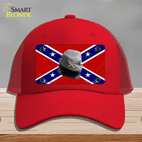 Confederate Army Cap Novelty License Plate Hat Mesh / Red