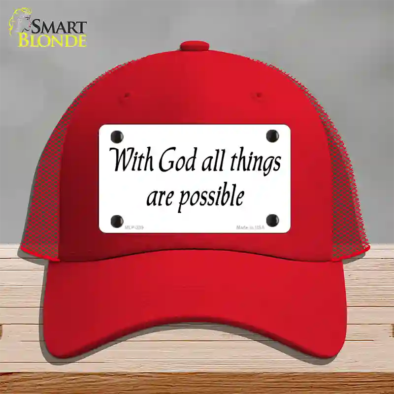 All Things Possible Novelty License Plate Hat Mesh / Red