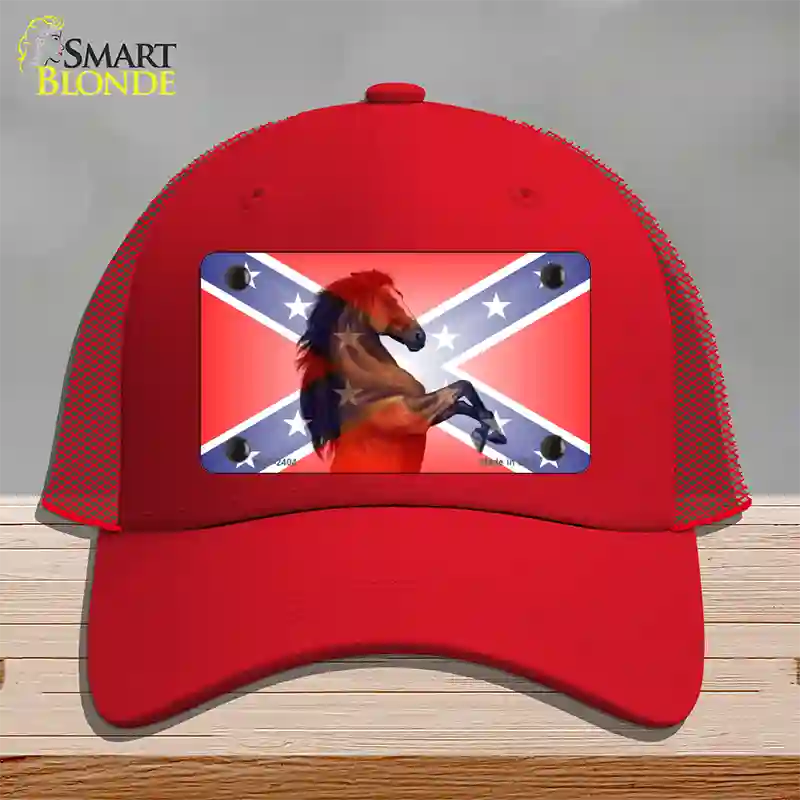 Confederate Flag Stallion Horse Novelty License Plate Hat Mesh / Red