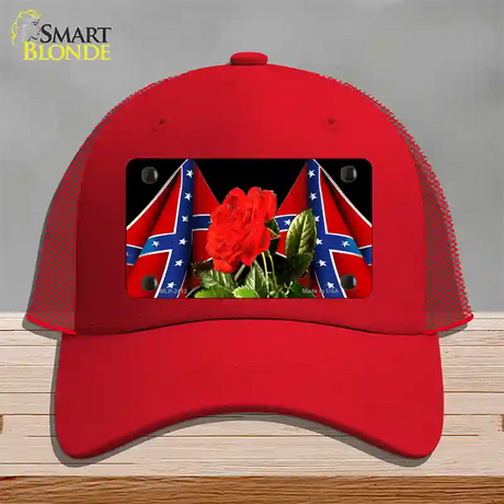 Rebel Rose Novelty License Plate Hat Mesh / Red