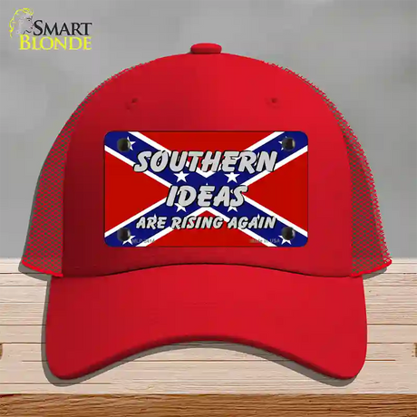 Southern Ideas Risin Again Novelty License Plate Hat Mesh / Red