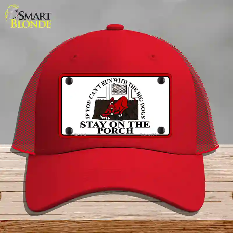 Cant Run With The Big Dogs Novelty License Plate Hat Mesh / Red