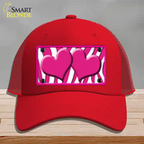 Hot Pink White Zebra Hot Pink Centered Hearts Novelty License Plate Hat Mesh / Red