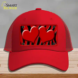 Red Black Zebra Red Centered Hearts Novelty License Plate Hat Mesh / Red