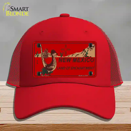 Roadrunner Red New Mexico Novelty License Plate Hat Mesh / Red