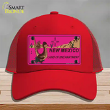 Roadrunner Pink New Mexico Novelty License Plate Hat Mesh / Red