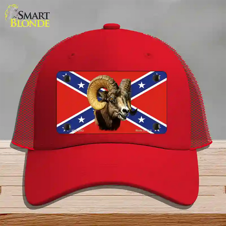 Confederate Flag Ram Novelty License Plate Hat Mesh / Red