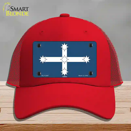 Eureka Flag Novelty License Plate Hat Mesh / Red