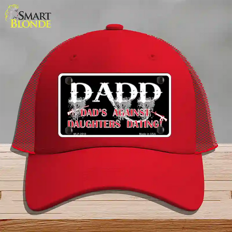 Dads Against Daughters Dating Novelty License Plate Hat Mesh / Red