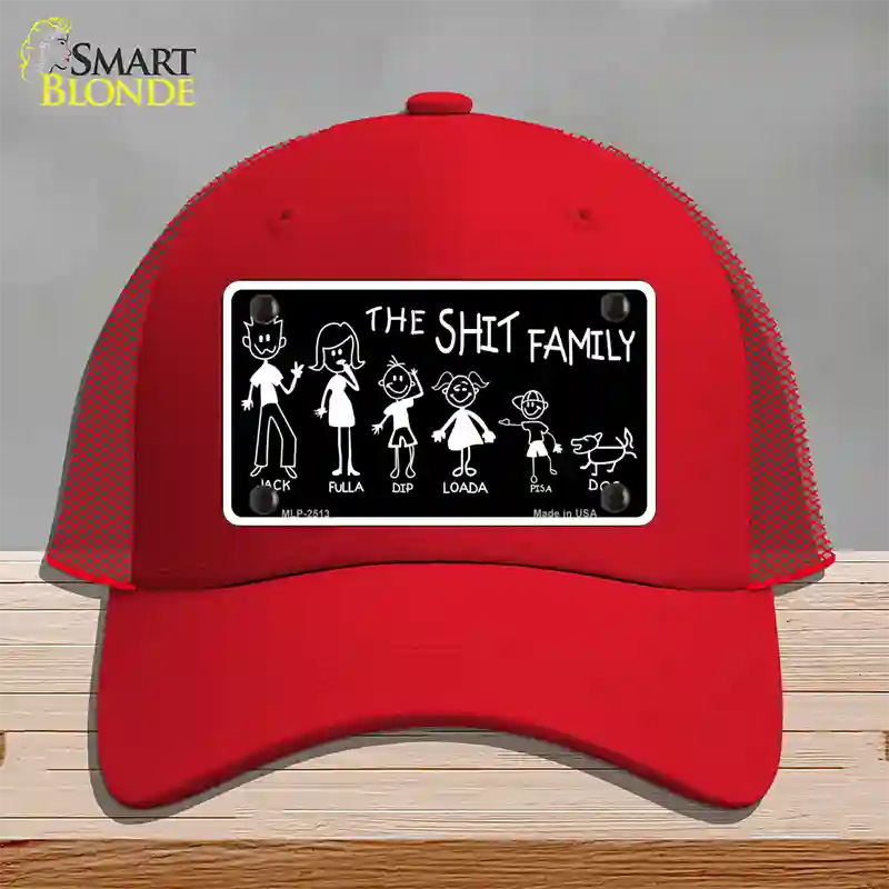 The Shit Family Novelty License Plate Hat Mesh / Red