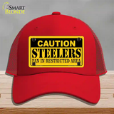 Caution Steelers Novelty License Plate Hat Mesh / Red