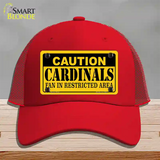 Caution Cardinals Novelty License Plate Hat Mesh / Red