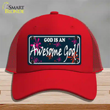 God Is An Awesome God Novelty License Plate Hat Mesh / Red